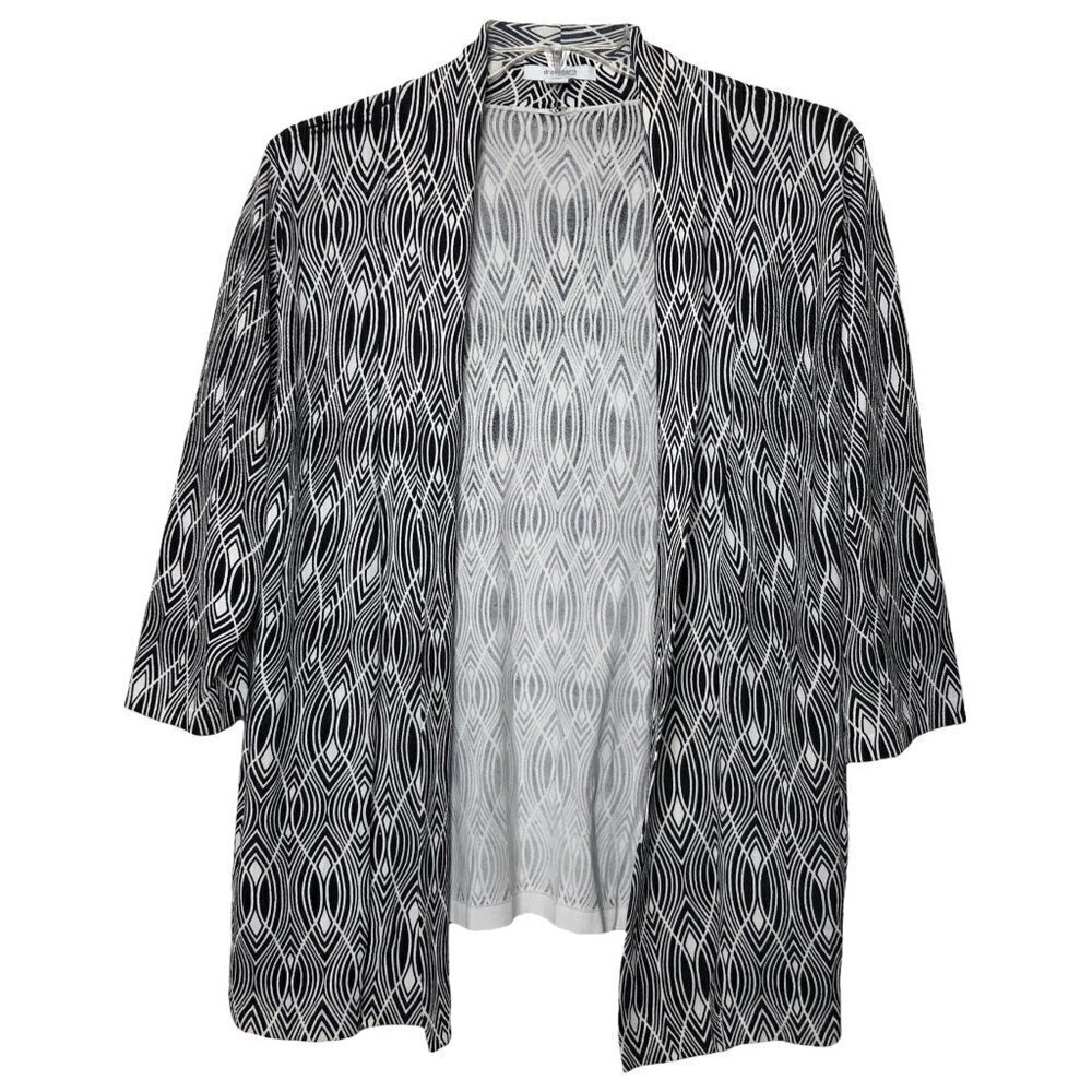 Dress BARN - Black & White Open Front Cardigan 3/4 - Length Sleeves - Size 14/16